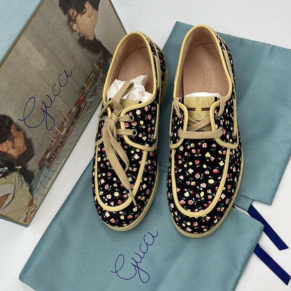 ๐ฆ NWT Gucci X Liberty of London Canvas Holly Printed Loafers W Orig Box - Picture 4 of 16